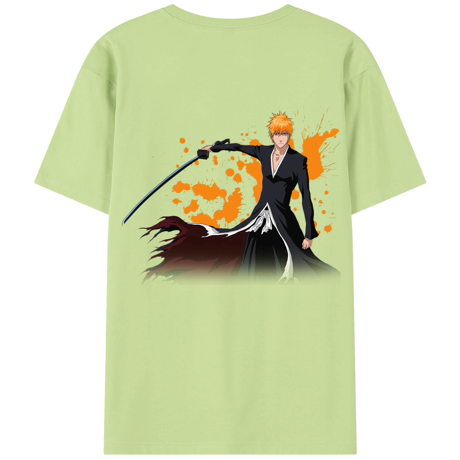 （画像用） ブリーチ 黒崎一護（くろさき いちご）BLEACH Kurosaki Ichigo 綿100％半袖Tシャツ（背面プリント）